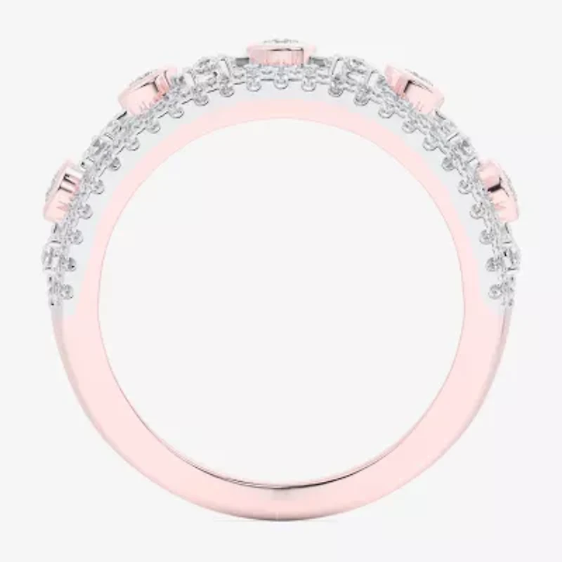 G-H / Si1-Si2) Womens CT. T.W. Lab Grown White Diamond 10K Rose Gold Band