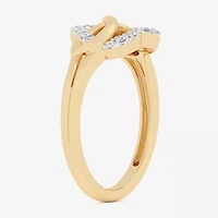 G-H / Si1-Si2) Womens 1/8 CT. T.W. Lab Grown White Diamond 10K Gold Heart Bypass Cocktail Ring