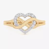 G-H / Si1-Si2) Womens 1/8 CT. T.W. Lab Grown White Diamond 10K Gold Heart Bypass Cocktail Ring