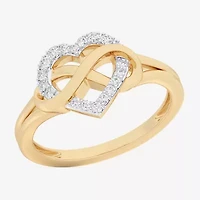 G-H / Si1-Si2) Womens 1/8 CT. T.W. Lab Grown White Diamond 10K Gold Heart Bypass Cocktail Ring