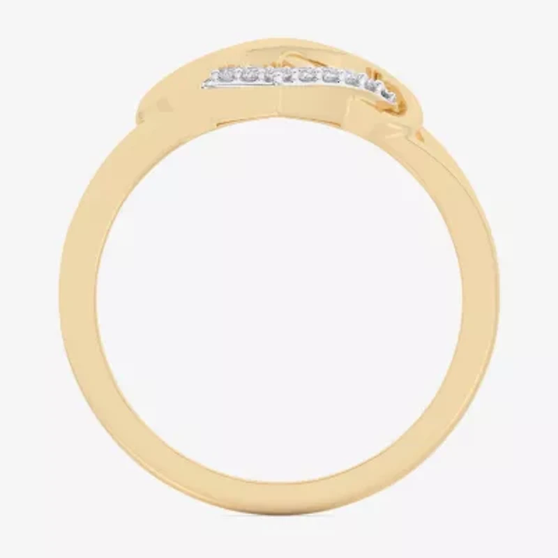 G-H / Si1-Si2) Womens 1/8 CT. T.W. Lab Grown White Diamond 10K Gold Heart Bypass Cocktail Ring