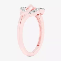 (G-H / Si1-Si2) Womens 1/8 CT. T.W. Lab Grown White Diamond 10K Rose Gold Heart Bypass  Cocktail Ring