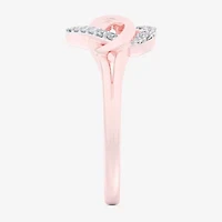 (G-H / Si1-Si2) Womens 1/8 CT. T.W. Lab Grown White Diamond 10K Rose Gold Heart Bypass  Cocktail Ring