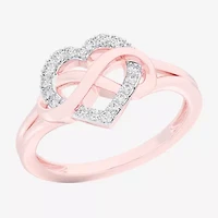 (G-H / Si1-Si2) Womens 1/8 CT. T.W. Lab Grown White Diamond 10K Rose Gold Heart Bypass  Cocktail Ring