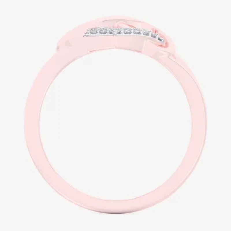 (G-H / Si1-Si2) Womens 1/8 CT. T.W. Lab Grown White Diamond 10K Rose Gold Heart Bypass  Cocktail Ring