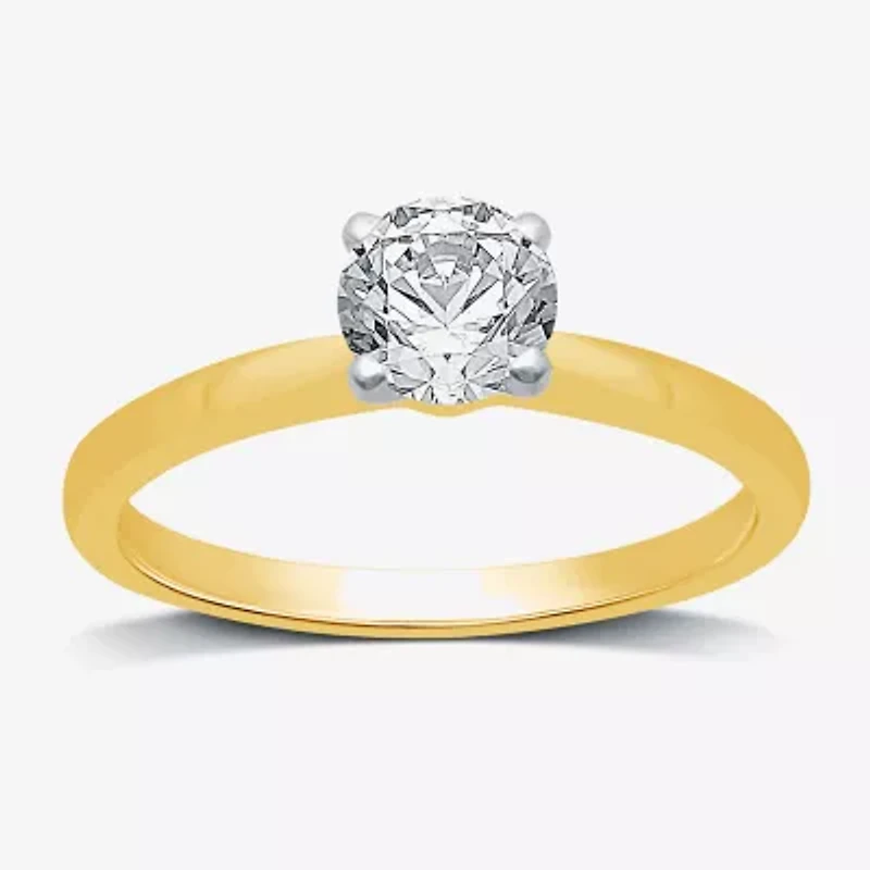 (G / SI2) Womens 3/4 CT. Lab-Grown White Diamond 10K Gold or 14K Round Solitaire Engagement Ring
