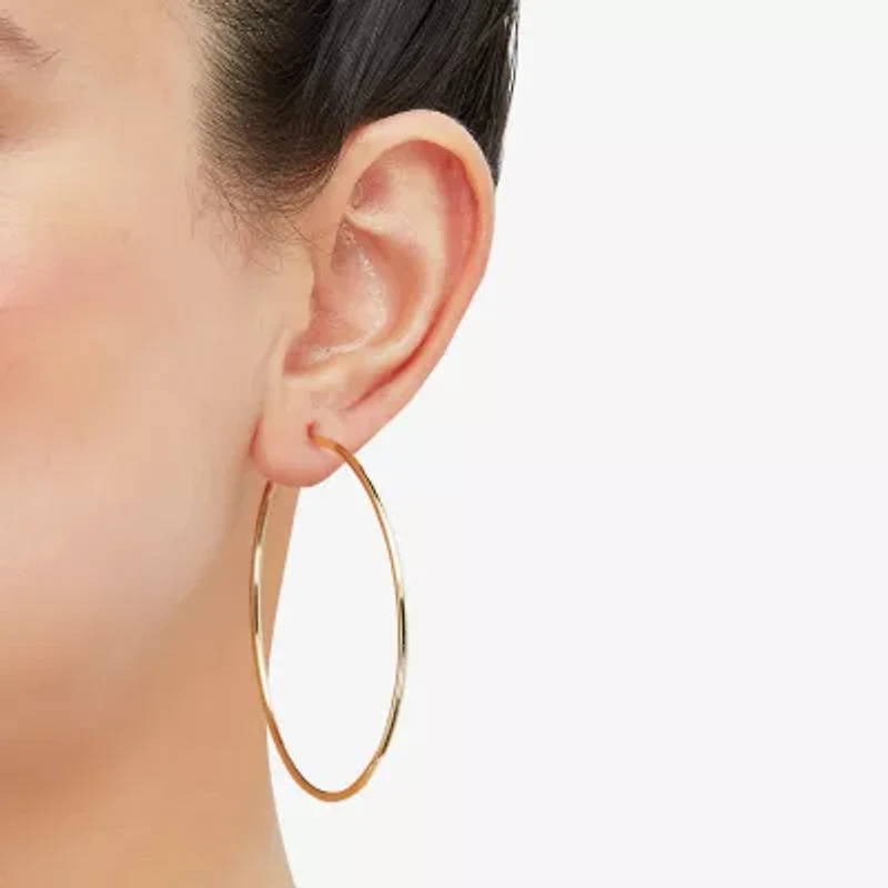 Womens 14K Gold 50mm Round Hoop Earrings