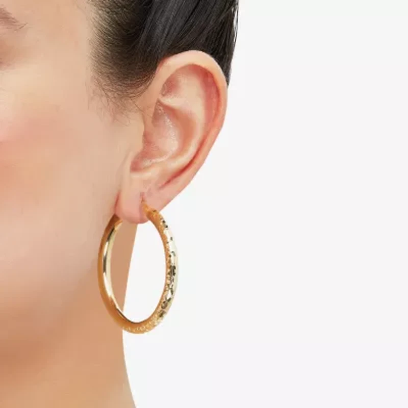 Womens 14K Gold 40mm Round Hoop Earrings