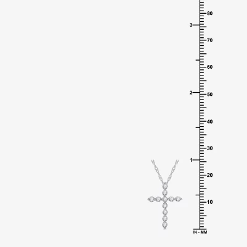 Womens / CT. T.W. Lab Grown White Diamond Sterling Silver Cross 18 Inch Pendant Necklace