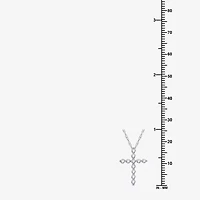 Womens / CT. T.W. Lab Grown White Diamond Sterling Silver Cross 18 Inch Pendant Necklace