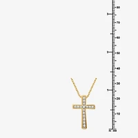 Womens 1/4 CT. T.W. Lab Grown White Diamond 14K Gold Over Silver Sterling Silver Cross 18 Inch Pendant Necklace