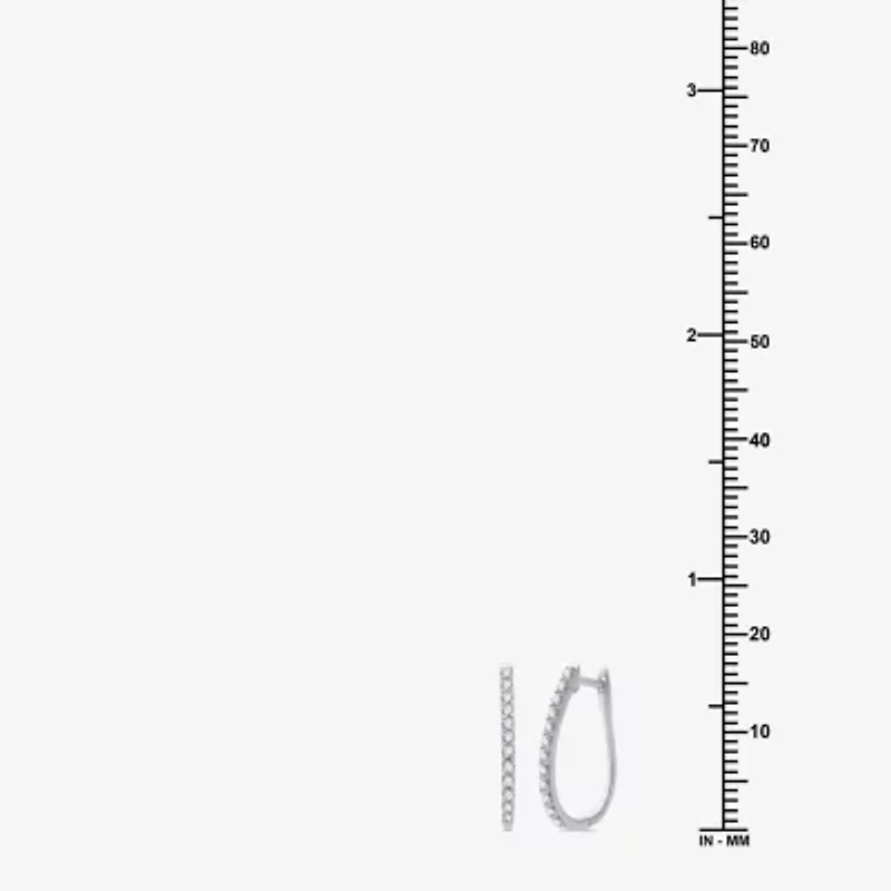 Womens 1/4 CT. T.W. Lab Grown White Diamond Sterling Silver 17.6mm Hoop Earrings