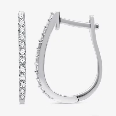 Womens 1/4 CT. T.W. Lab Grown White Diamond Sterling Silver 17.6mm Hoop Earrings