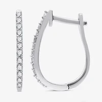 Womens 1/4 CT. T.W. Lab Grown White Diamond Sterling Silver 17.6mm Hoop Earrings