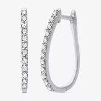 Womens 1/4 CT. T.W. Lab Grown White Diamond Sterling Silver 17.6mm Hoop Earrings