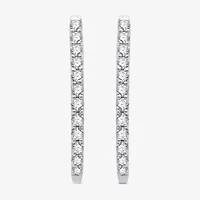 Womens 1/4 CT. T.W. Lab Grown White Diamond Sterling Silver 17.6mm Hoop Earrings