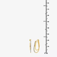 Womens 1/4 CT. T.W. Lab Grown White Diamond 14K Gold Over Silver 25.4mm Hoop Earrings