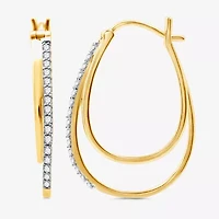 Womens 1/4 CT. T.W. Lab Grown White Diamond 14K Gold Over Silver 25.4mm Hoop Earrings