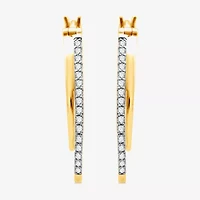 Womens 1/4 CT. T.W. Lab Grown White Diamond 14K Gold Over Silver 25.4mm Hoop Earrings