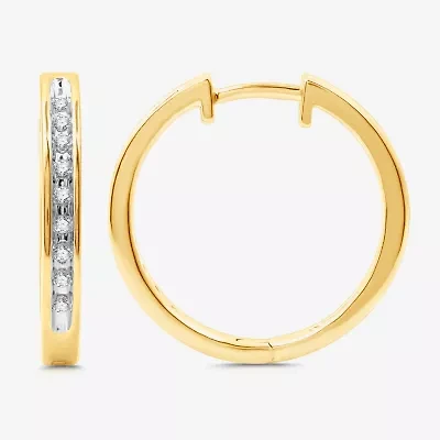 Womens 1/4 CT. T.W. Lab Grown White Diamond 14K Gold Over Silver Sterling Silver 20.2mm Hoop Earrings