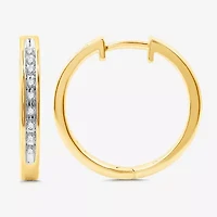 Womens 1/4 CT. T.W. Lab Grown White Diamond 14K Gold Over Silver Sterling Silver 20.2mm Hoop Earrings