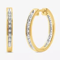 Womens 1/4 CT. T.W. Lab Grown White Diamond 14K Gold Over Silver Sterling Silver 20.2mm Hoop Earrings