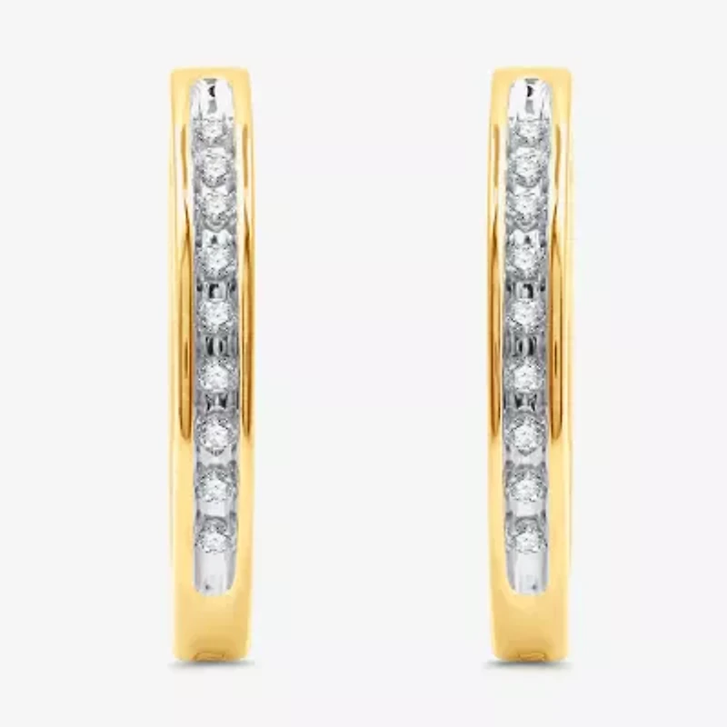Womens 1/4 CT. T.W. Lab Grown White Diamond 14K Gold Over Silver Sterling Silver 20.2mm Hoop Earrings