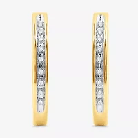 Womens 1/4 CT. T.W. Lab Grown White Diamond 14K Gold Over Silver Sterling Silver 20.2mm Hoop Earrings