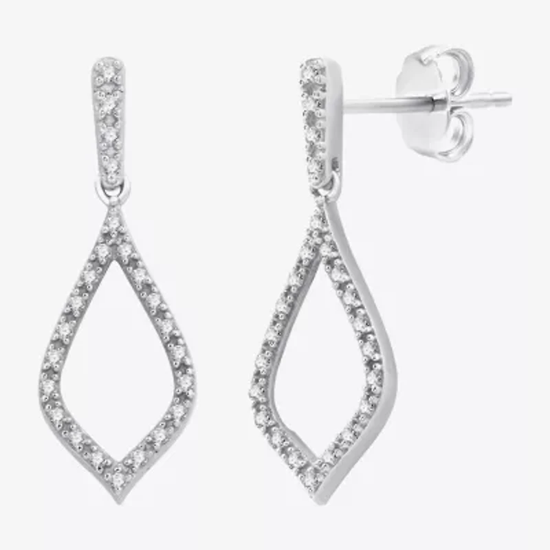 Womens 1/4 CT. T.W. Lab Grown White Diamond Sterling Silver Drop Earrings