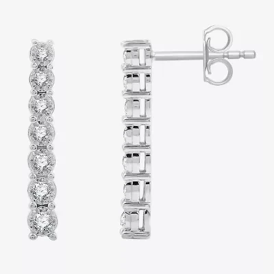 Womens 1/4 CT. T.W. Lab Grown White Diamond Sterling Silver Drop Earrings