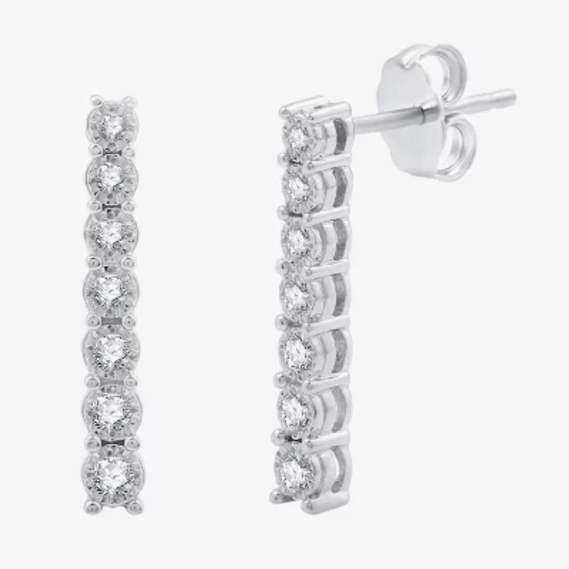 Womens 1/4 CT. T.W. Lab Grown White Diamond Sterling Silver Drop Earrings