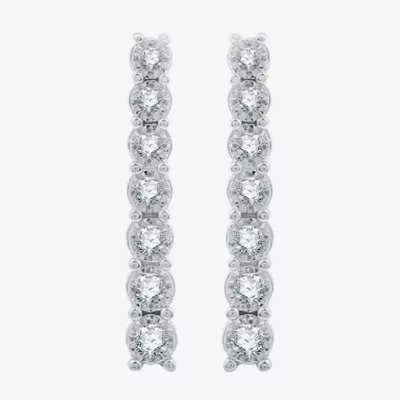 Womens 1/4 CT. T.W. Lab Grown White Diamond Sterling Silver Drop Earrings