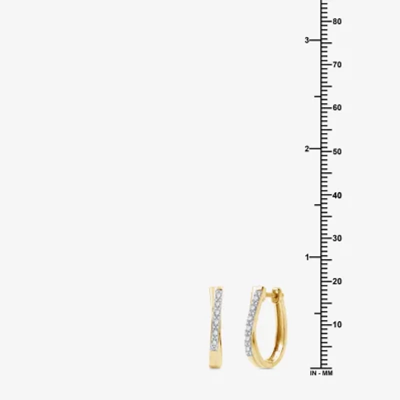 Womens 1/4 CT. T.W. Lab Grown White Diamond 14K Gold Over Silver Sterling Silver 19.5mm Hoop Earrings