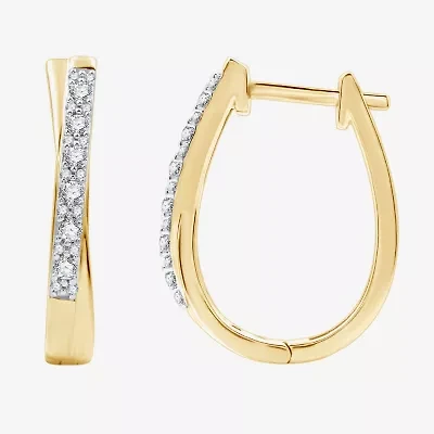 Womens 1/4 CT. T.W. Lab Grown White Diamond 14K Gold Over Silver Sterling Silver 19.5mm Hoop Earrings