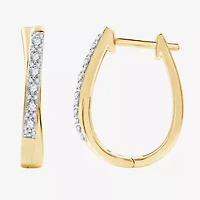 Womens 1/4 CT. T.W. Lab Grown White Diamond 14K Gold Over Silver Sterling Silver 19.5mm Hoop Earrings