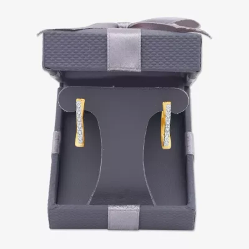 Womens 1/4 CT. T.W. Lab Grown White Diamond 14K Gold Over Silver Sterling Silver 19.5mm Hoop Earrings