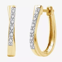 Womens 1/4 CT. T.W. Lab Grown White Diamond 14K Gold Over Silver Sterling Silver 19.5mm Hoop Earrings