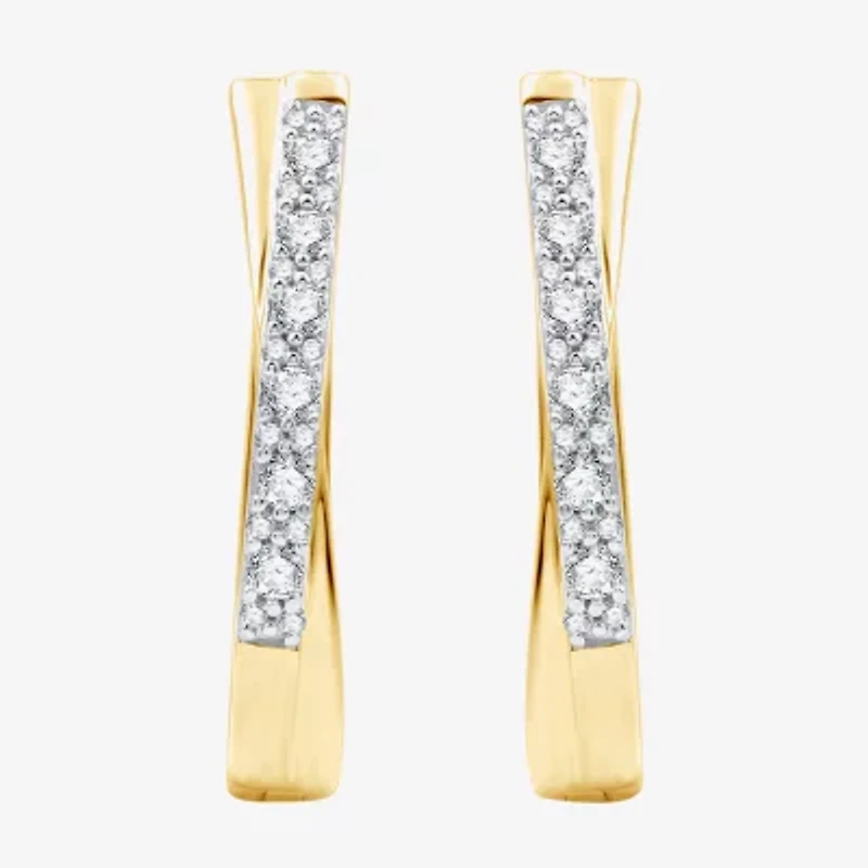 Womens 1/4 CT. T.W. Lab Grown White Diamond 14K Gold Over Silver Sterling Silver 19.5mm Hoop Earrings