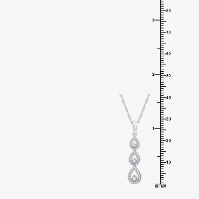 Womens 1/4 CT. T.W. Lab Grown White Diamond Sterling Silver Pear 18 Inch Pendant Necklace
