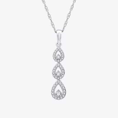 Womens 1/4 CT. T.W. Lab Grown White Diamond Sterling Silver Pear 18 Inch Pendant Necklace