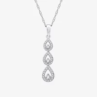 Womens 1/4 CT. T.W. Lab Grown White Diamond Sterling Silver Pear 18 Inch Pendant Necklace