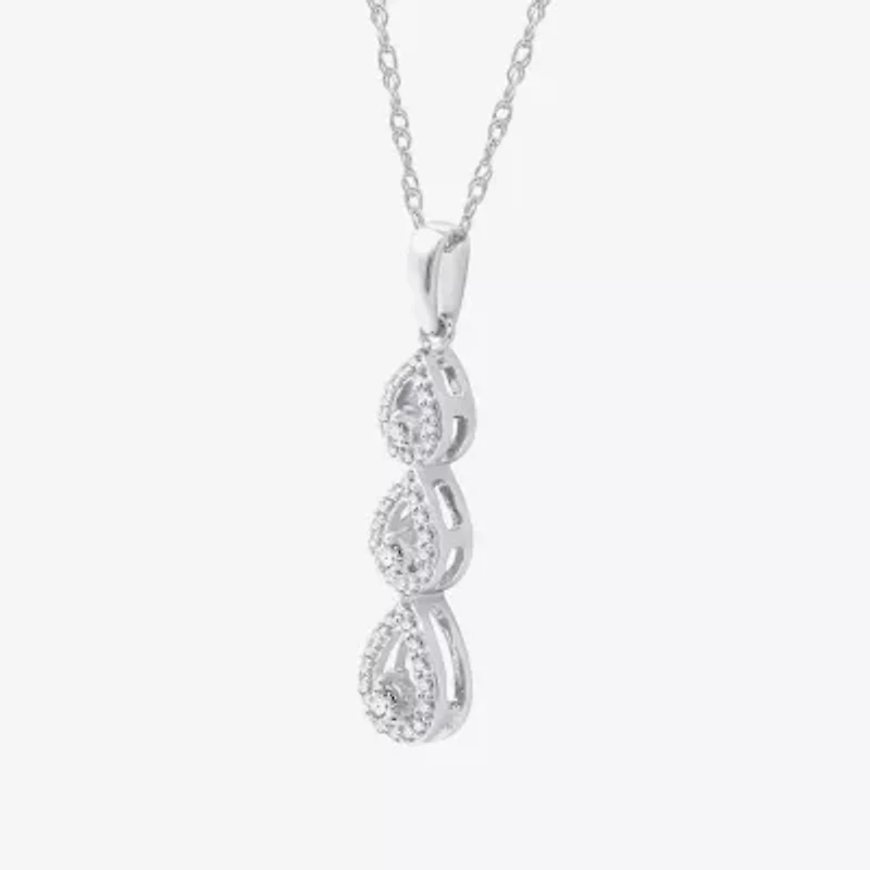 Womens 1/4 CT. T.W. Lab Grown White Diamond Sterling Silver Pear 18 Inch Pendant Necklace