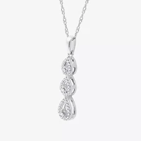 Womens 1/4 CT. T.W. Lab Grown White Diamond Sterling Silver Pear 18 Inch Pendant Necklace