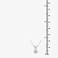 Womens 1/4 CT. T.W. Lab Grown White Diamond Sterling Silver Flower 18 Inch Pendant Necklace
