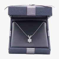 Womens 1/4 CT. T.W. Lab Grown White Diamond Sterling Silver Flower 18 Inch Pendant Necklace