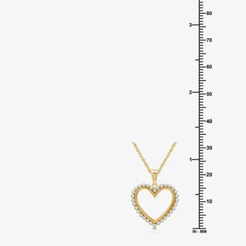 Womens 1/ CT. T.W. Lab Grown White Diamond 14K Gold Over Silver Sterling Silver Heart 18 Inch Pendant Necklace