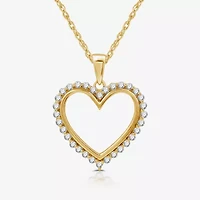 Womens 1/ CT. T.W. Lab Grown White Diamond 14K Gold Over Silver Sterling Silver Heart 18 Inch Pendant Necklace