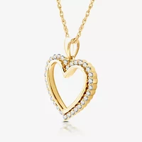 Womens 1/ CT. T.W. Lab Grown White Diamond 14K Gold Over Silver Sterling Silver Heart 18 Inch Pendant Necklace