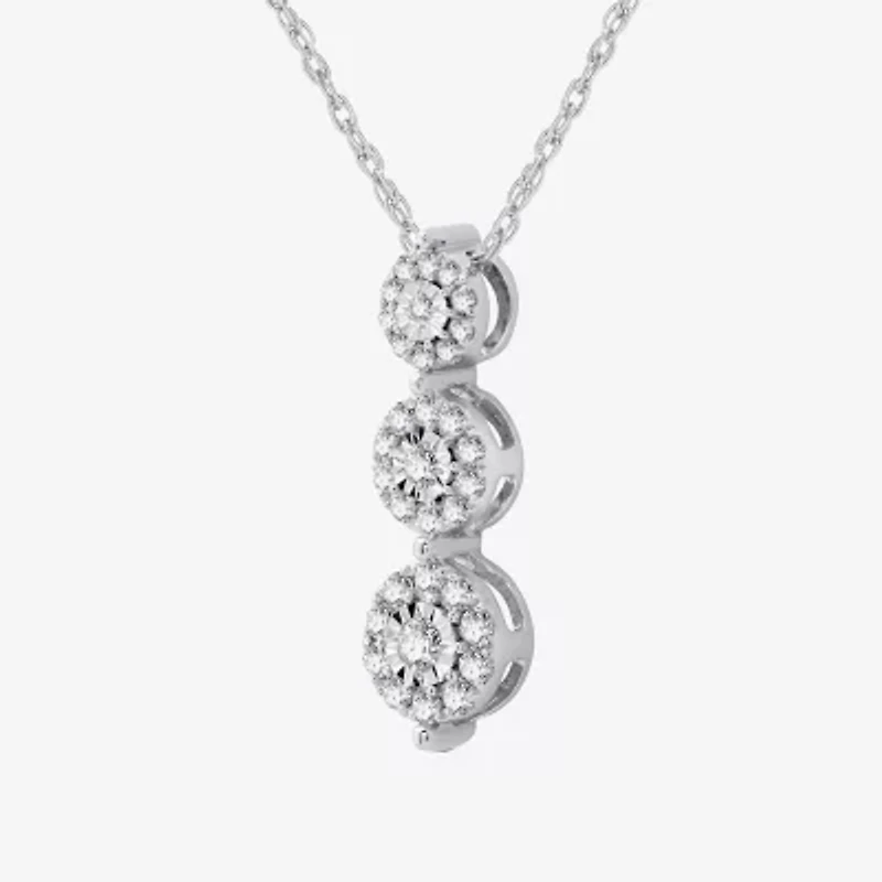 Womens 1/4 CT. T.W. Lab Grown White Diamond Sterling Silver Round 18 Inch Pendant Necklace