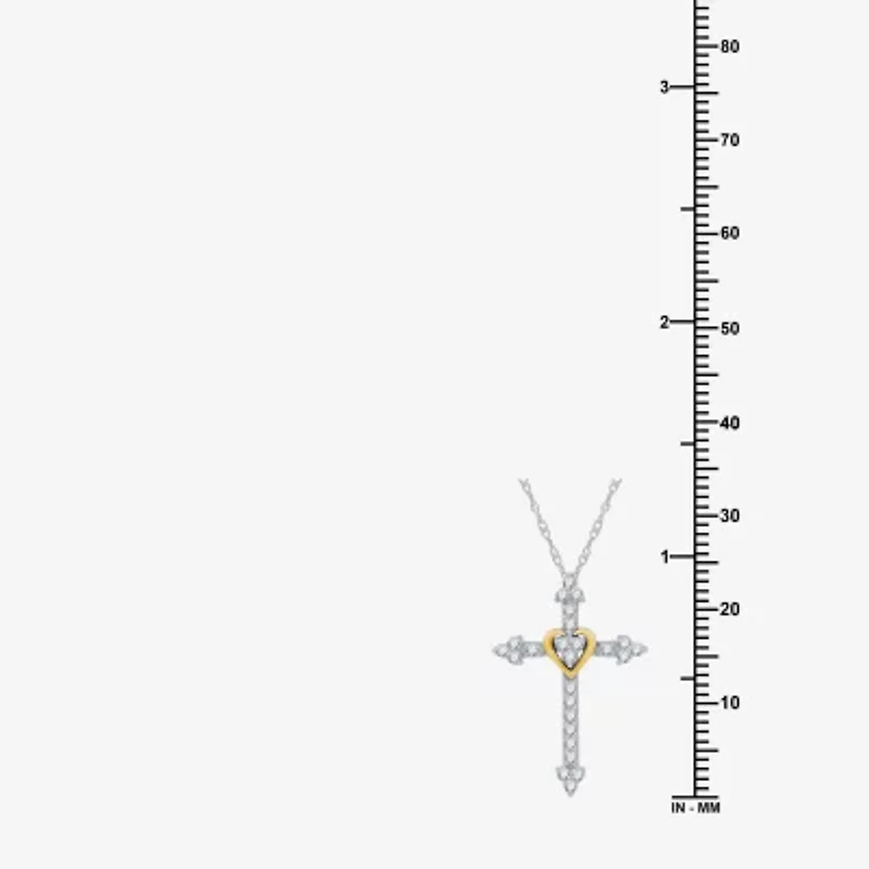 Womens 1/4 CT. T.W. Lab Grown White Diamond 14K Gold Over Silver Sterling Silver Cross 18 Inch Pendant Necklace